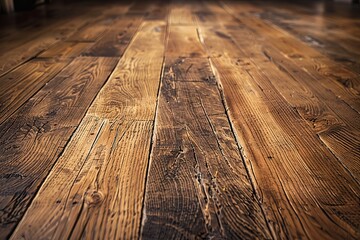 Wall Mural - Warm and Knotty Rustic Wooden Floor with Natural Texture