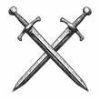 © lily - Two crossed swords in a hand-drawn style.