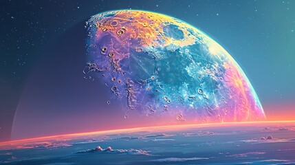 Leinwandbilder - Moon and Rainbow Harmony, a harmonious where the moon and a rainbow converge. Generative AI.