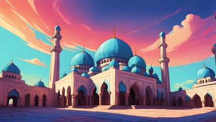 Wall Mural - A blue and white building with a blue dome