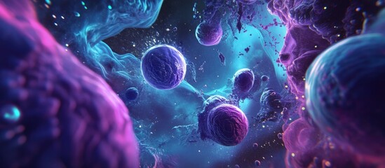 Aufkleber - Surreal scientific beautiful background depicting energy in another dimension with 3D cartoon rendering