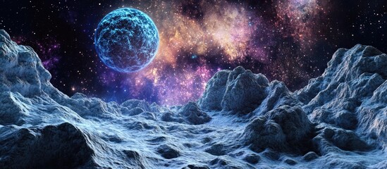 Aufkleber - 3D cartoon depiction of a journey into space Mixed media