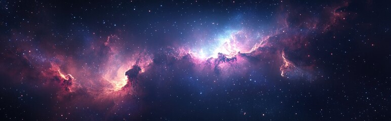 Wall Mural - Digital universe art illustration of a nebula galaxy in outer space presented as a 3D cartoon rendering