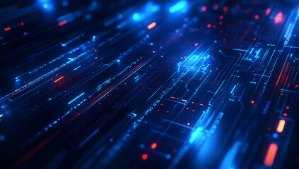 Futuristic Neon Light Streaks in Blue Digital Space