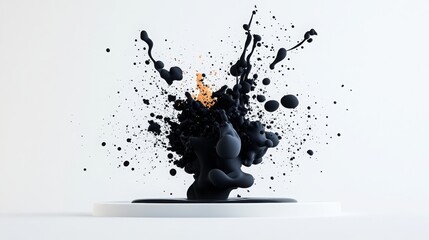 Black Ink Splash Abstract Art