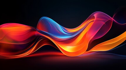 Abstract Colorful Swirling Waves on Black Background