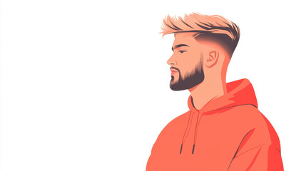 Canvas Print - A sleek vector illustration of a man with a trendy beard and hairstyle, standing stylishly against a clean backdrop.