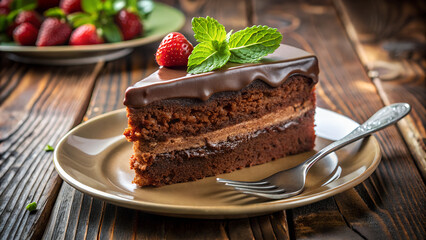 Wall Mural - chocolate cake with strawberry