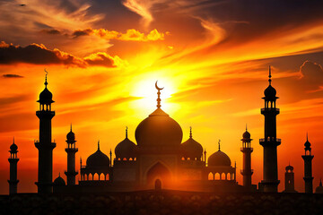 Mosque silhouette background.