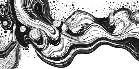 Abstract line art illustration in black and white featuring a unique background design