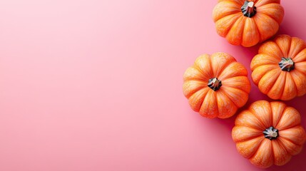 Bright pink background with playful pumpkin designs