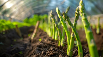 Sticker - Fresh Asparagus Growing in a Garden