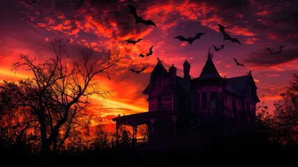 Halloween themed witch castle in halloween day scarey 