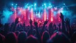 © Valeriia - Concert crowd with raised hands enjoying live music under colorful stage lights