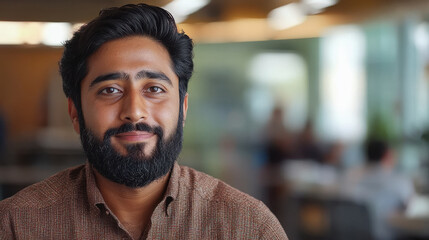 Young beard man designer or developer sitting at office