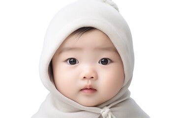 Asian baby on transparent background. Birth related themes. Childbirth. Asian country. Asian baby. Chinese baby. Japan baby. Image for graphic designer. Image for flyers.