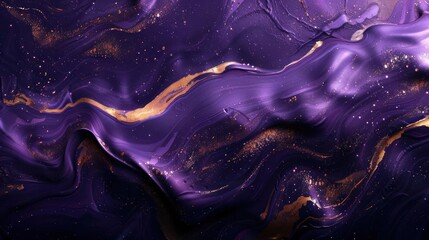 Wall Mural - A cosmic purple weaving effect with gold and white stars, possibly representing a galaxy or nebula.