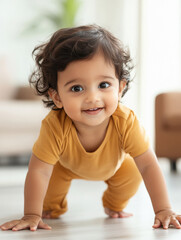 Wall Mural - Cute baby girl playing on floor