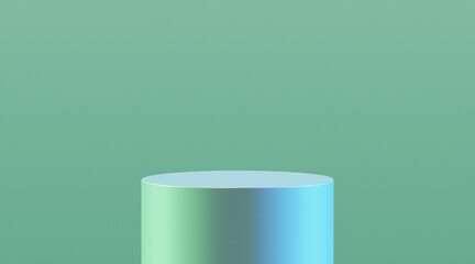 Poster - Pastel green podium product background pedestal display minimal cosmetic scene platform stage. 3D empty stand presentation mockup showcase beauty plant modern nature blank studio advertising backdrop.