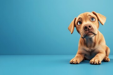 Wall Mural - 3D illustration of adorable and cute sad dog