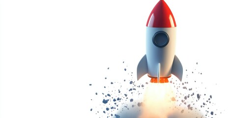 Aufkleber - Illustration of an isolated rocket with an icon in a 3D cartoon rendering