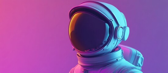 Aufkleber - Cold gradient line drawing of a curious astronaut in 3D cartoon rendering
