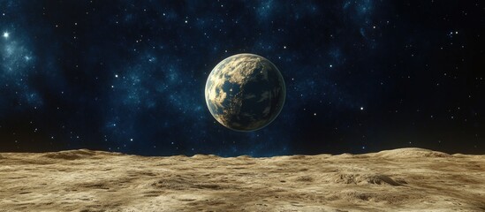 Aufkleber - View of space from the moon in 3D cartoon rendering