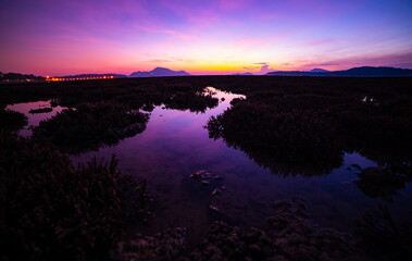 Sunset sky, Nature beautiful Light Sunset or sunrise over sea, Colorful dramatic majestic scenery sky,Amazing clouds and waves in sunset sky nature light cloud background