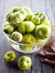 Sticker - green tomatoes in glass bowl