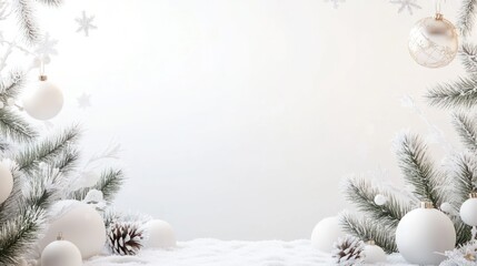 Wall Mural - a christmas or new year banner set against a snowy white background. the banner is elegantly framed 