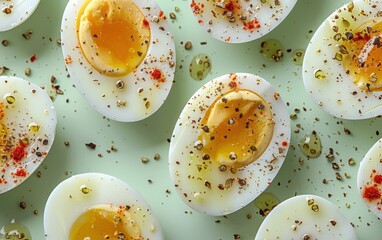 Wall Mural - Close Up of Hard-Boiled Eggs with Spices