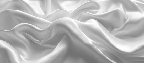 Poster - Abstract white satin silky fabric draped with soft wavy folds and creases gently flowing in the breeze 3D render