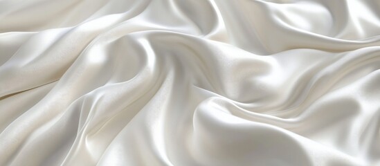 Poster - Abstract white satin silky fabric draped with soft wavy folds and creases gently flowing in the breeze 3D render
