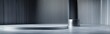 © AImmersive Imagery - Sleek metal backdrop featuring a pedestal and podium in a studio setting 3D illustration and rendering
