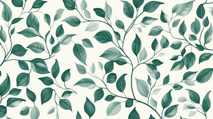 A seamless tile of hand-drawn leaves and vines, creating a nature-inspired pattern suitable for textiles