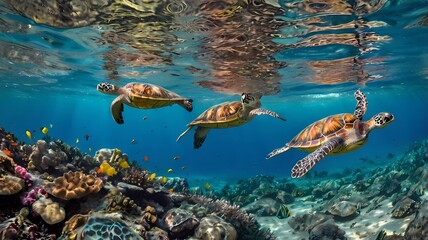 green sea turtle swimming