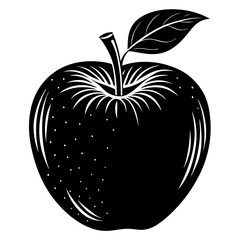 Red Apple and Silhouette Vector Illustration  Printable Graphic Design