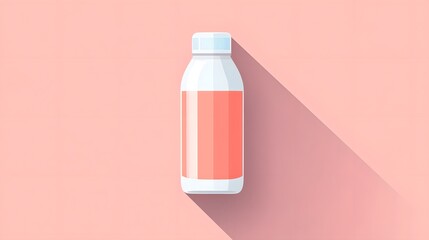 Wall Mural - flat design illustration of a bottle with pink liquid on a pink background