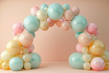 Wall Mural - A colorful arch made of balloons with a pink, yellow