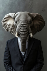 Canvas Print - A man in a suit with an elephant head on his head