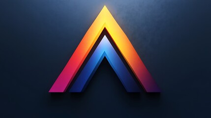 Sticker - Abstract triangular shape with vibrant gradient colors on a dark background.