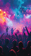 © Kitta - A symphony of sound and light: A band rocks the stage, their music igniting a sea of joyous fans bathed in vibrant hues.