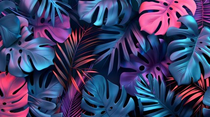 Modern tropical background. Jungle plants nature backdrop. colorful Summer palm leaves wallpaper