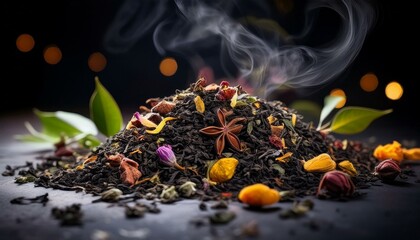 loose tea leaves, AI generated