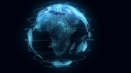 Wall Mural - 3d rendering abstract globe virtual planet earth. digital technology planet.