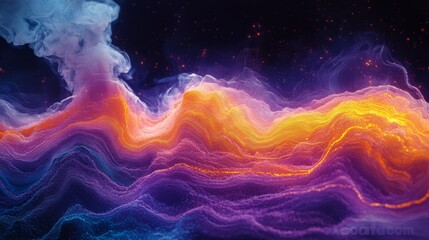 Wall Mural - Abstract Colorful Smoke Landscape Generative AI