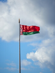 Flag of the Republic of Belarus against the sky