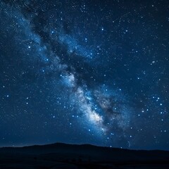 Panorama blue night sky milky way and star on dark background