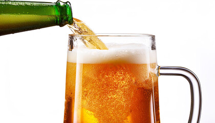 Wall Mural - Glass of beer on a white background