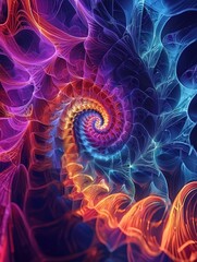 Wall Mural - Captivating Digital Fractal Art   Vibrant Swirling Patterns for Visually Striking Background or